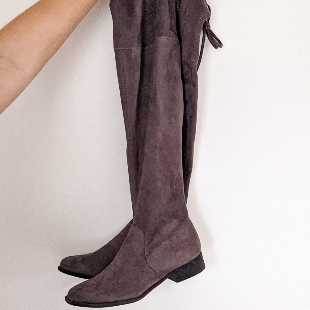 NWT a new day tall stretchy gray suede boots